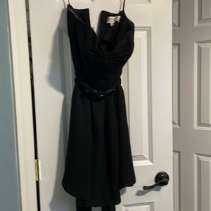 Black strapless a line dress